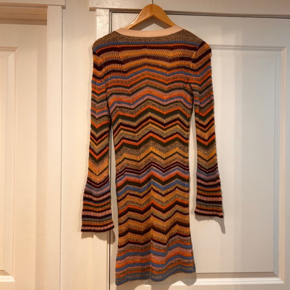 Free People Striped Crochet Long Duster Cardigan Sweater Womens XS Boho Festival - Picture 6 of 13